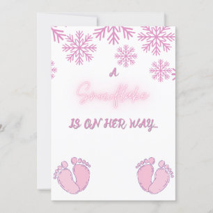Girl Baby Shower with Pink Snowflakes and Feet Invitation