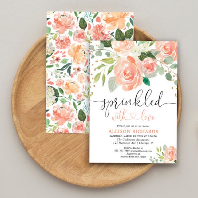 Girl baby sprinkle floral watercolors greenery invitation (Creator Uploaded)