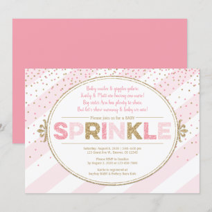 Girl baby sprinkle invitation pink gold invites