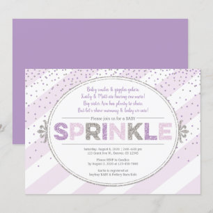 Girl baby sprinkle invite purple silver glitter