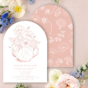 Girl Baby Tea Party Shower Vintage Pink Floral Invitation