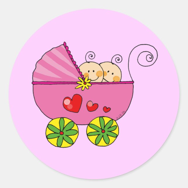 Girl baby twins classic round sticker (Front)