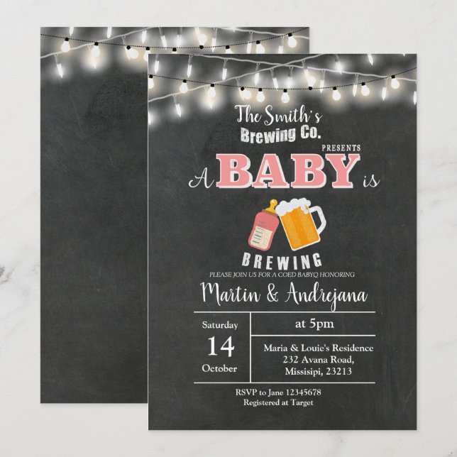 Girl BaByQ A baby is brewing invitation card (Front/Back)
