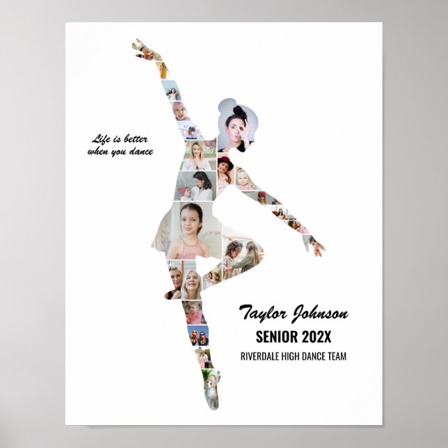 Girl Ballerina Ballet Dance Custom Photo Collage Poster (Front)