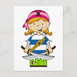 Girl Bandanna Pirate Postcard