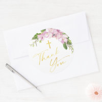 Girl Baptism Blush Pink Flowers Gross Thank You