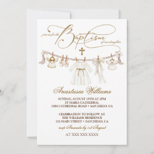 Girl Baptism Christening Boho Invitation