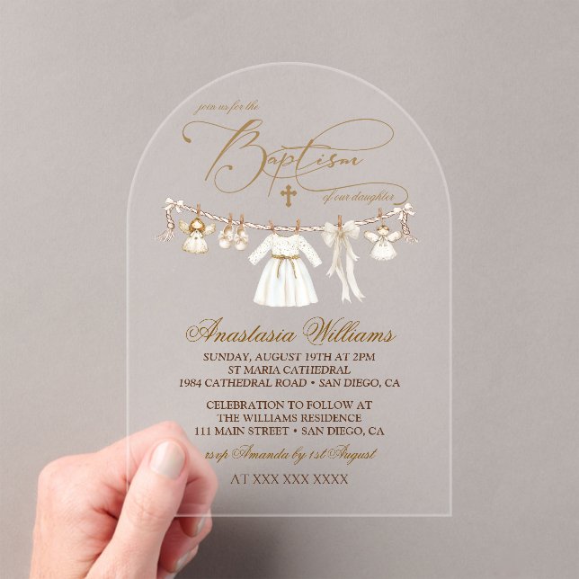 Girl Baptism Christening Elegant Invitation (Insitu (Handheld))