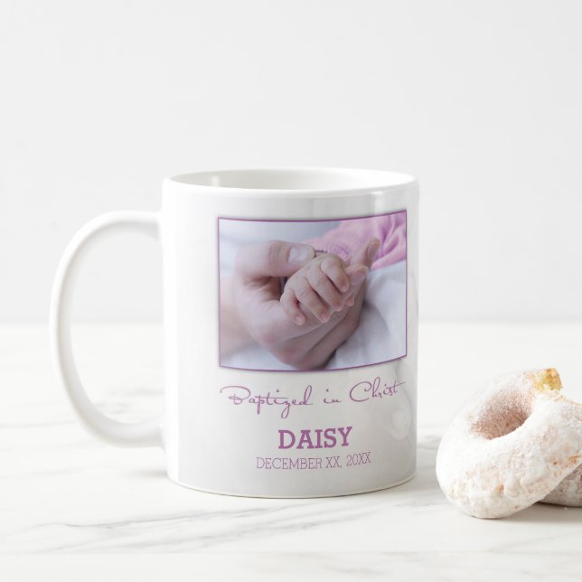 Girl Baptism Congratulations for Baby Personalised Coffee Mug (With Donut)