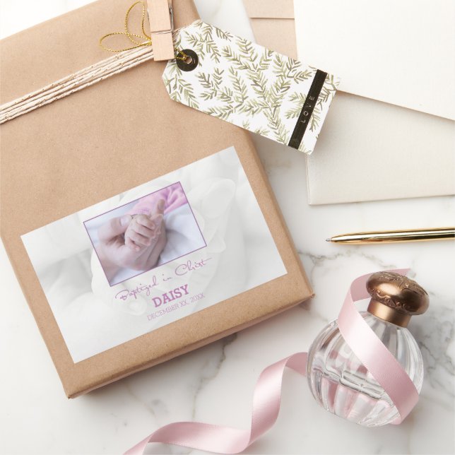 Girl Baptism Congratulations for Baby Personalised Rectangular Sticker (Gifting)