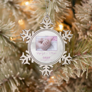 Girl Baptism Congratulations for Baby Personalised Snowflake Pewter Christmas Ornament