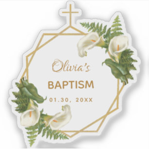 Girl Baptism Floral Gold Calla Lilies Geometric