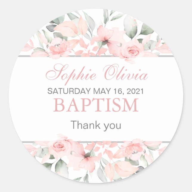 Girl Baptism Gift Wrapping Supplies Stickers (Front)