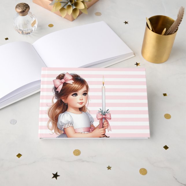 Girl Baptism Guest Book (Front Open)