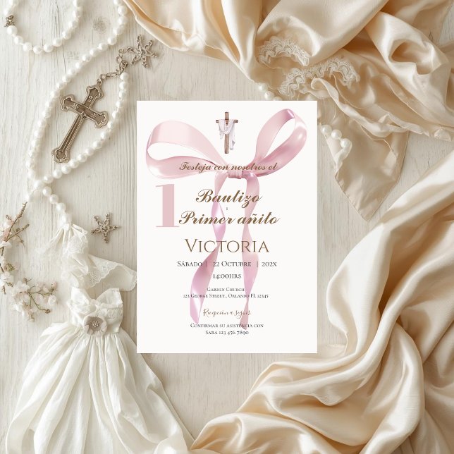 Girl Baptism Invitation in Spanish Boho (Creator Uploaded)