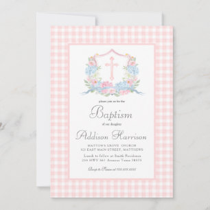 Girl Baptism Invitation, Preppy Southern Baptism  Invitation