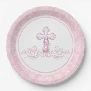 Girl Baptism Paper Plates