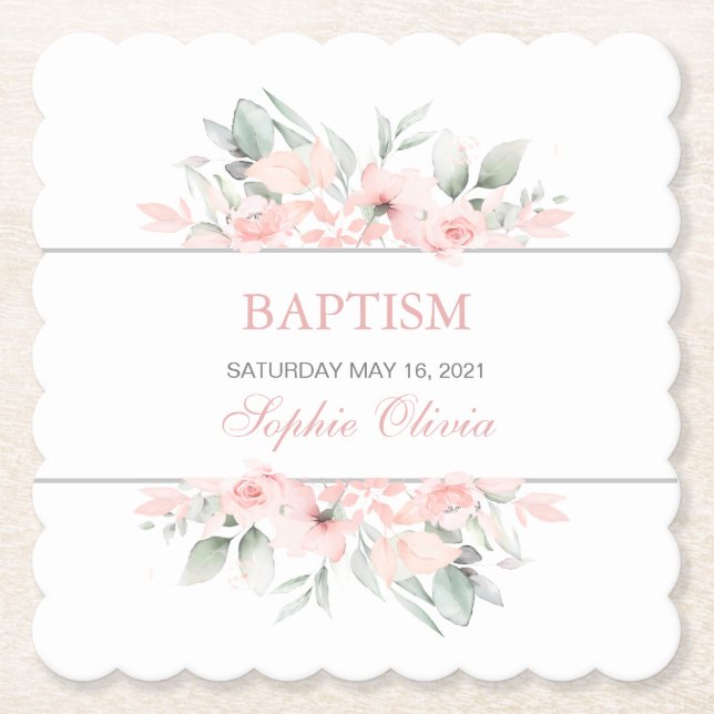Girl Baptism Party Supplies Tableware Coasters (Front)