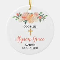 Girl baptism peach white greenery floral baptism