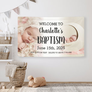Girl Baptism Welcome Sign Photo Collage Banner