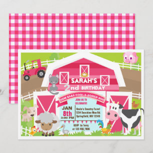Girl barnyard invitation - Farm Birthday