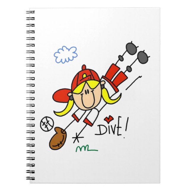 Girl Baseball Player Stick Figure Notebook (Front)