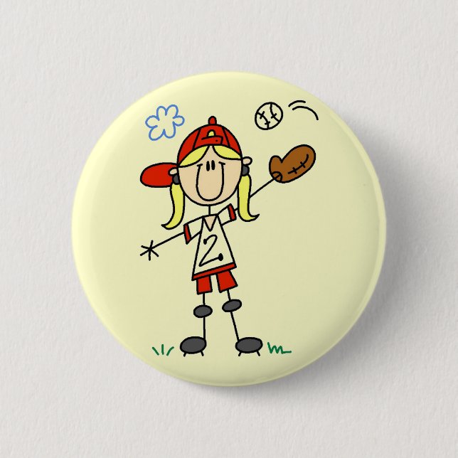 Girl Baseball Player Tshirts and Gifts 6 Cm Round Badge (Front)