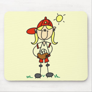 Girl Baseball Player Tshirts and Gifts Mouse Mat