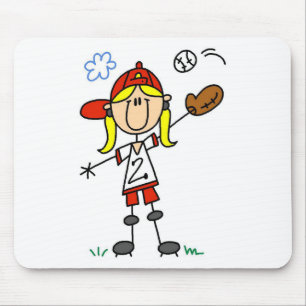 Girl Baseball Player Tshirts and Gifts Mouse Mat
