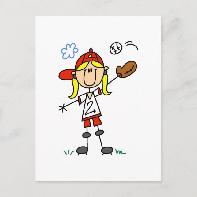 Girl Baseball Player Tshirts and Gifts Postcard (Front)