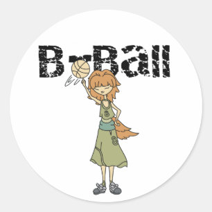 Girl Basketball Classic Round Sticker