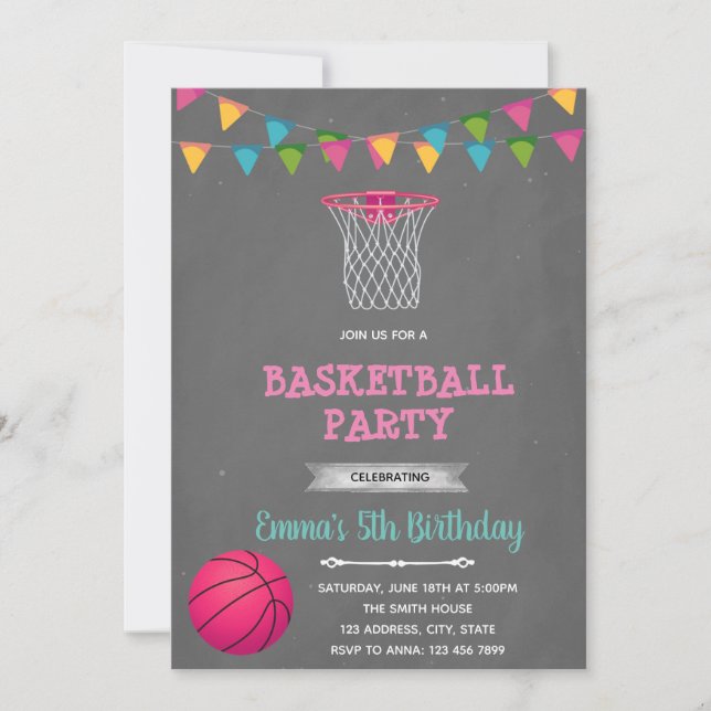 Girl basketball invitation (Front)