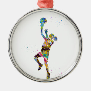 Girl basketball player metal tree decoration