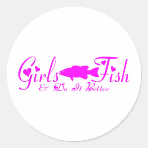 GIRL BASS FISHING CLASSIC ROUND STICKER