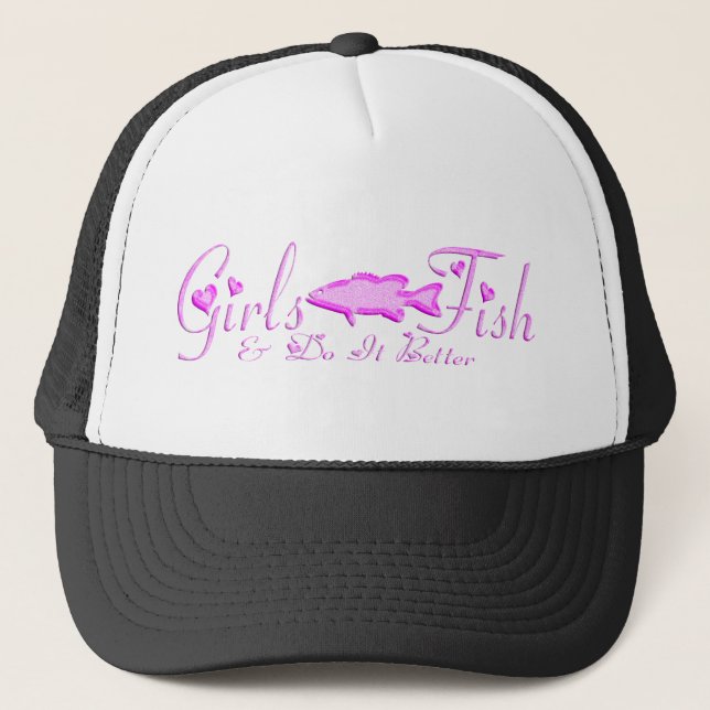 GIRL BASS FISHING TRUCKER HAT (Front)