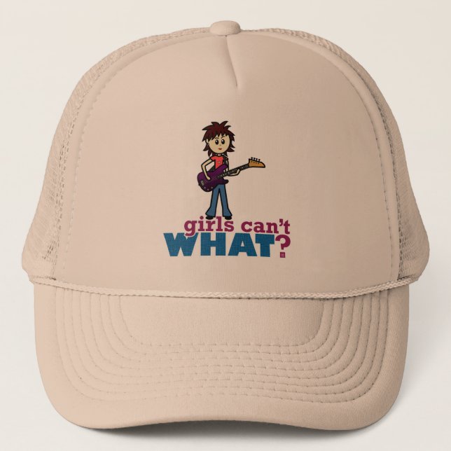 Girl Bass Guitar Player Trucker Hat (Front)