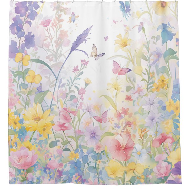 Girl Bathroom decor, Butterflies garden Shower Curtain (Front)