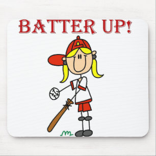 Girl Batter Up Baseball Tshirts and Gifts Mouse Mat