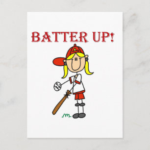 Girl Batter Up Baseball Tshirts and Gifts Postcard