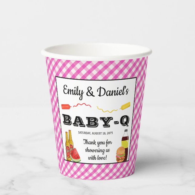 Girl BBQ Baby-q Baby Shower Paper Cups (Front)