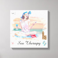 *~* Girl Beach Mobil Phone Stretched Canvas Print