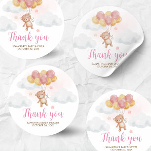 Girl Bear Bearly Wait Baby Shower Classic Round Sticker