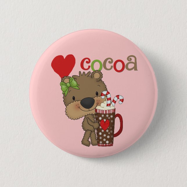 Girl Bear Cocoa Love 6 Cm Round Badge (Front)