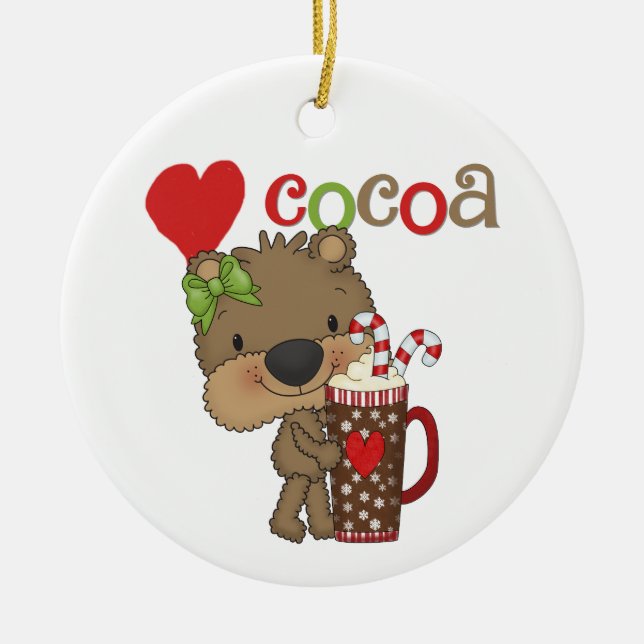 Girl Bear Cocoa Love Ceramic Tree Decoration (Front)