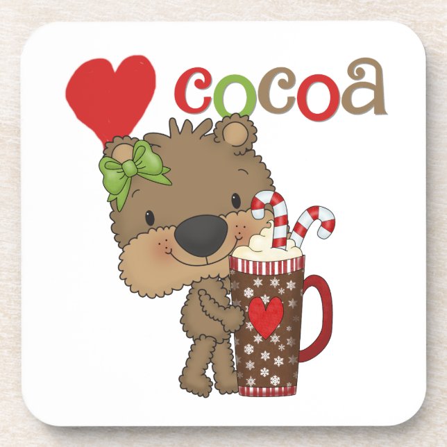 Girl Bear Cocoa Love Coaster (Front)