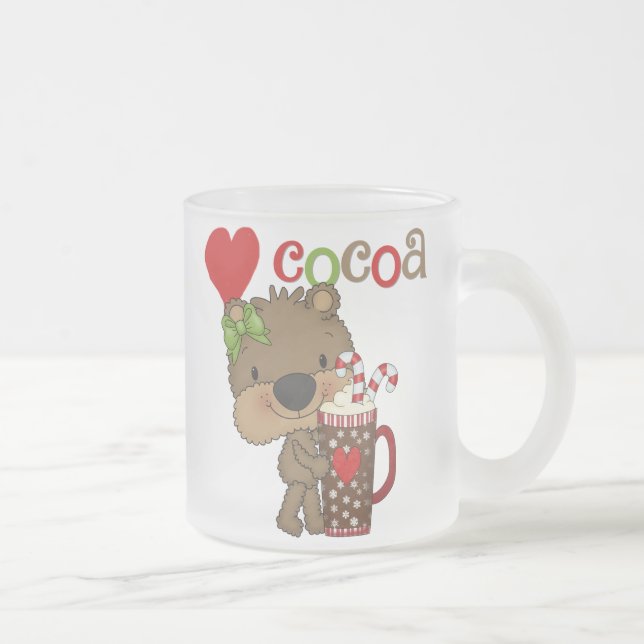 Girl Bear Cocoa Love Frosted Glass Coffee Mug (Right)