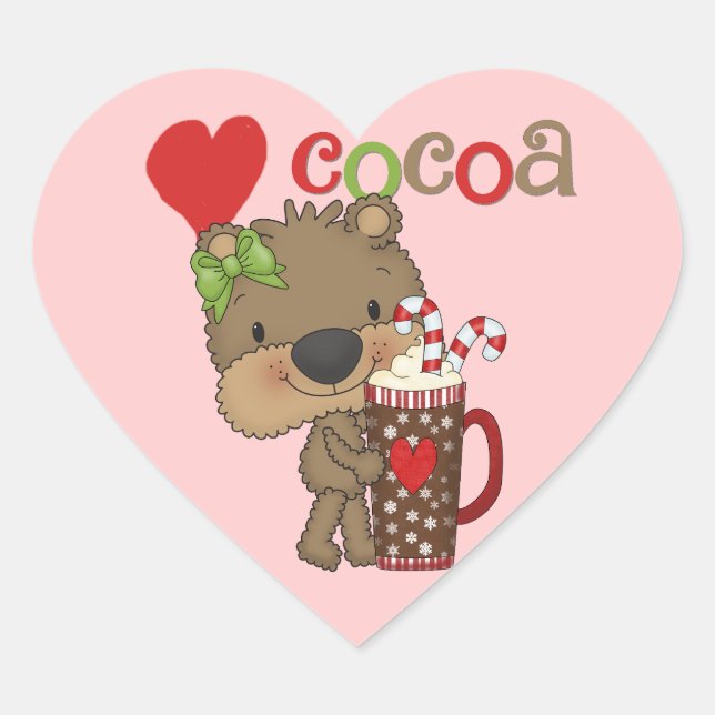 Girl Bear Cocoa Love Heart Sticker (Front)