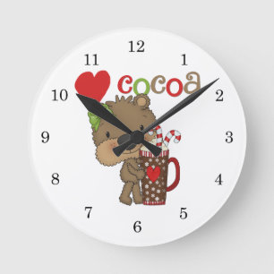 Girl Bear Cocoa Love Round Clock