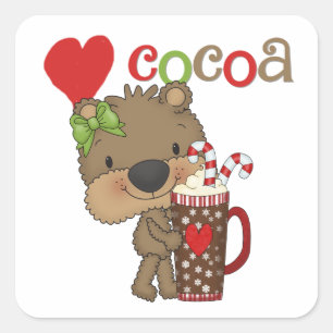 Girl Bear Cocoa Love Square Sticker