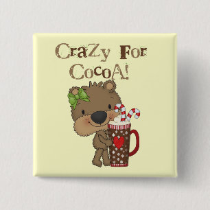 Girl Bear Crazy For Cocoa 15 Cm Square Badge